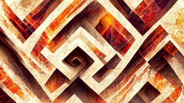 Estilo maya Elemento de fondo abstracto Gráficos fractales Ilustración 3D
