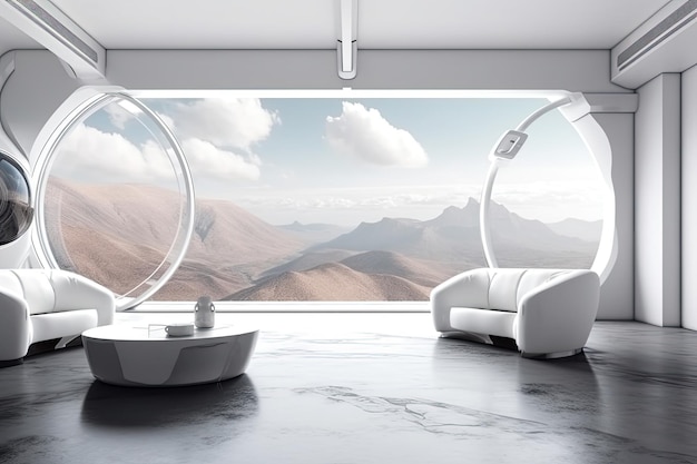 Estilo de minimalismo interior de habitación futurista IA generativa