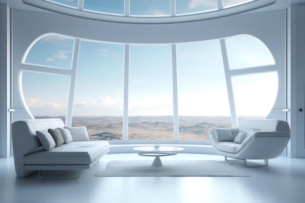 Estilo de minimalismo interior de habitación futurista IA generativa