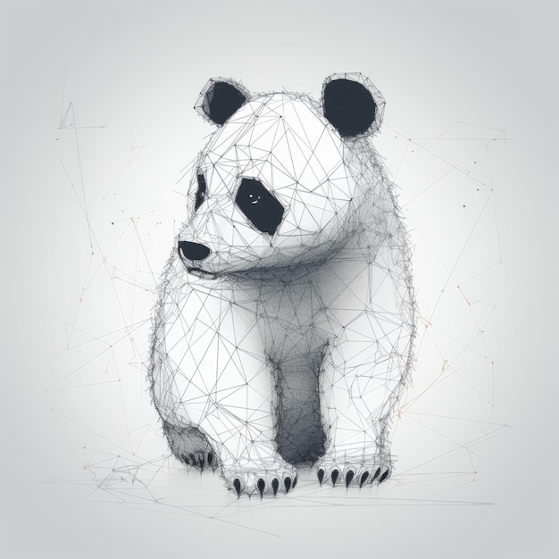 Estilo minimalista de um pequeno panda com traços simples