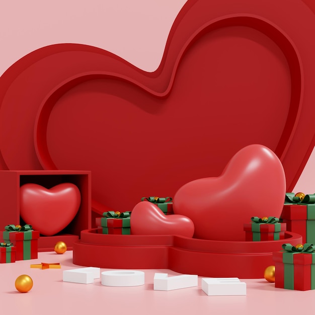 Estilo minimalista de fondo abstracto para la presentación de productos de marca en el día de San Valentín feliz