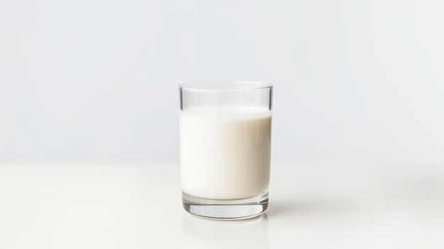 Estilo minimalista de leche de soja en un vaso sobre un fondo blanco generado por IA