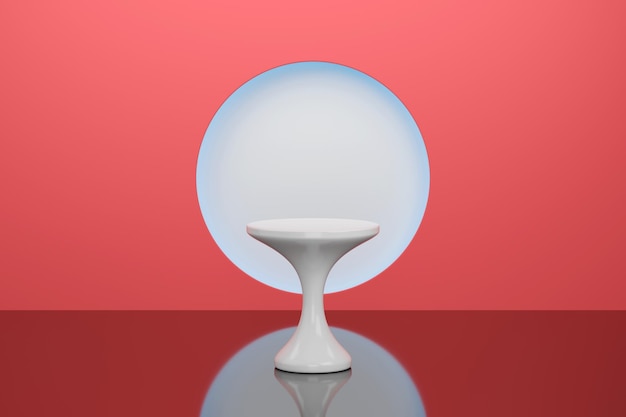 Estilo minimalista podio blanco en un fondo rojo ilustración 3D