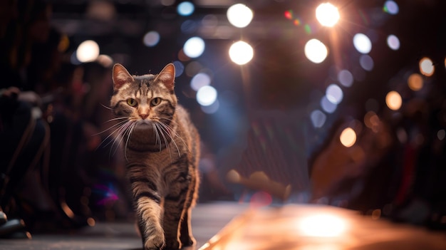 estilo de moda de gato espectáculo de moda modelo de gato caminando