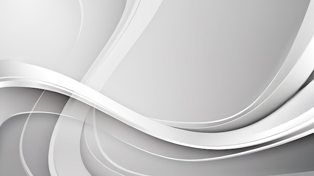 Un estilo moderno de curvas brillantes de color gris blanco plateado en un fondo gris espacio vacío para el fondo de texto