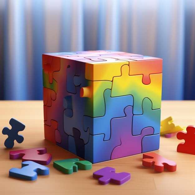 estilo moderno dia mundial de conscientização sobre o autismo conceito de autismo bandeira design plano com formas de quebra-cabeça