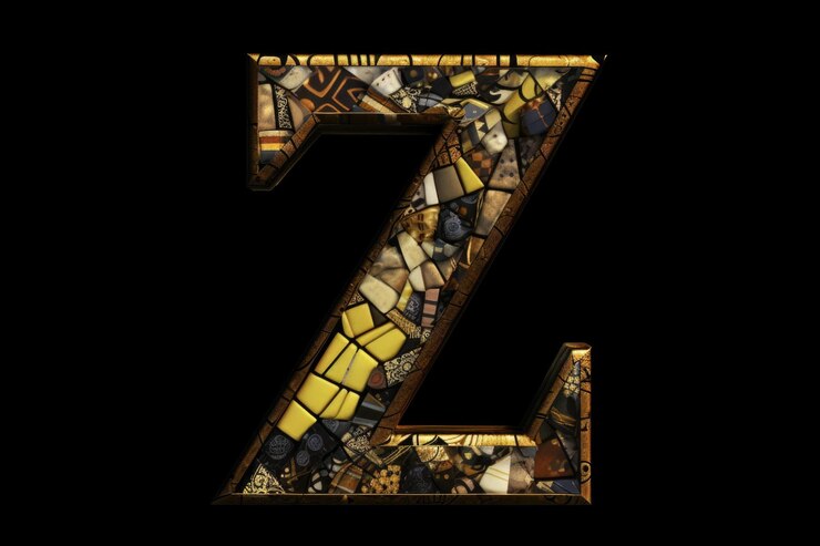 Foto estilo de mosaico de la letra z sobre fondo negro