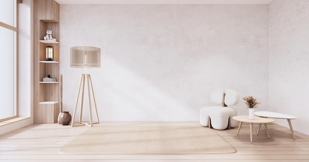 Estilo Muji Habitación de madera vacía Limpieza del interior de la habitación japandi
