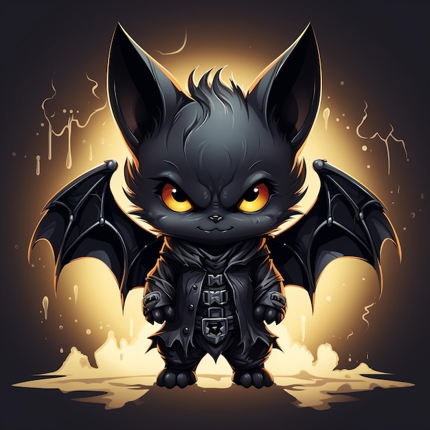 El estilo del murciélago malvado de Chibi es lindo pero con un toque oscuro, un personaje aislado de Halloween.