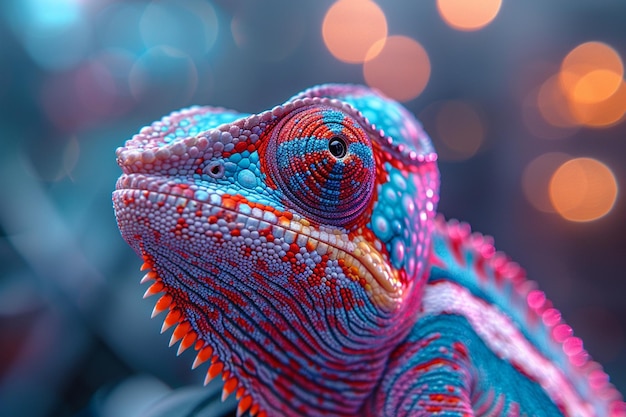 Foto el estilo de onda sintética de neón camaleón ultra-realista es perfecto 4