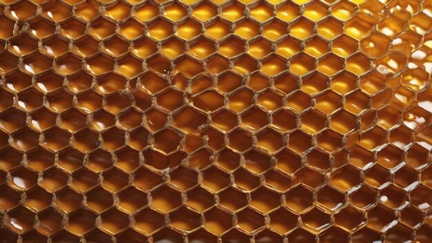Foto estilo de panal hexagonal de colmena de abejas y miel
