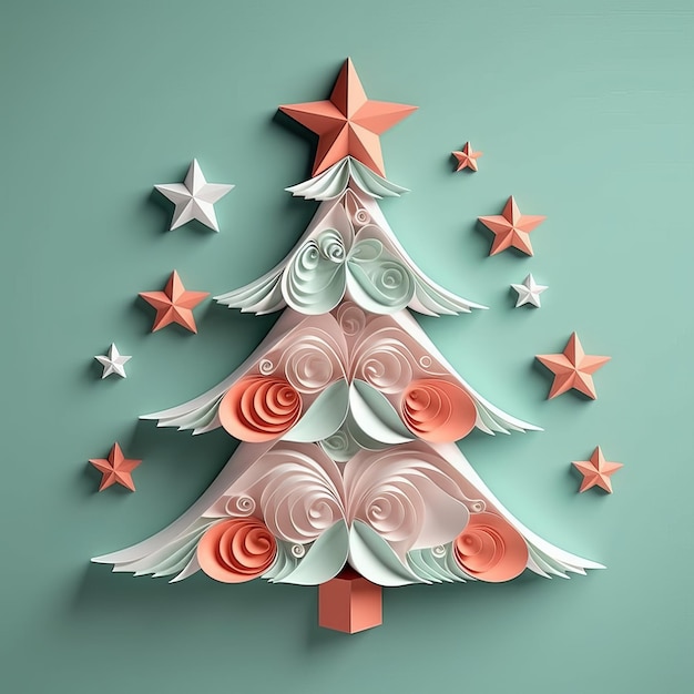 Estilo de papel de árbol de Navidad IA generativa