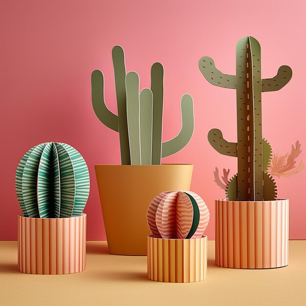 Foto estilo de papel de cactus ia generativa