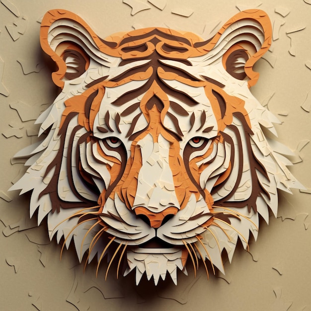 Foto estilo de papel de retrato de tigre ia generativa