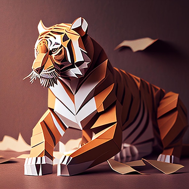 Foto estilo de papel de tigre ia generativa