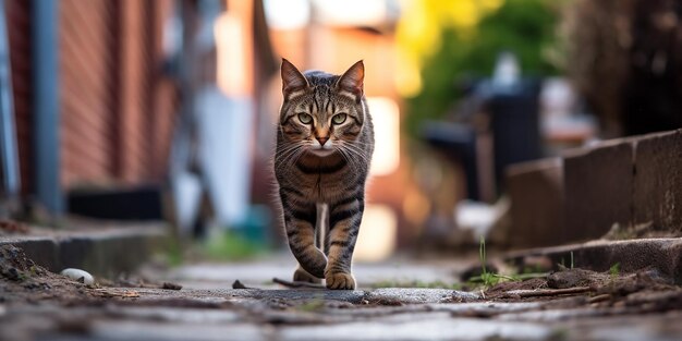 Estilo paso profesional toma frontal de un gato tabby negro