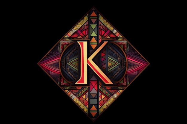 Foto estilo de patrones geométricos de la letra k en fondo negro