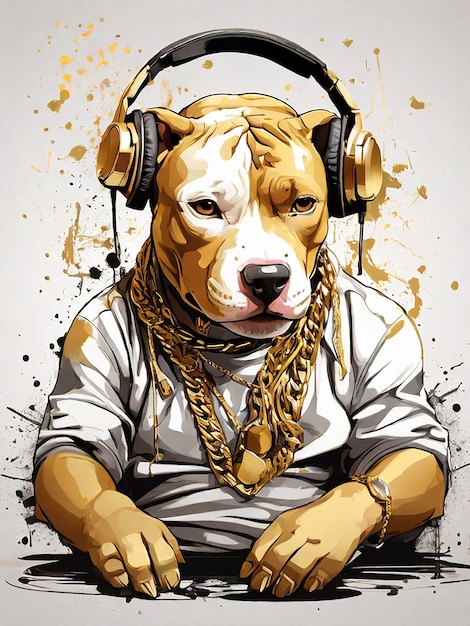 Foto el estilo del perro pitbull golden rapper