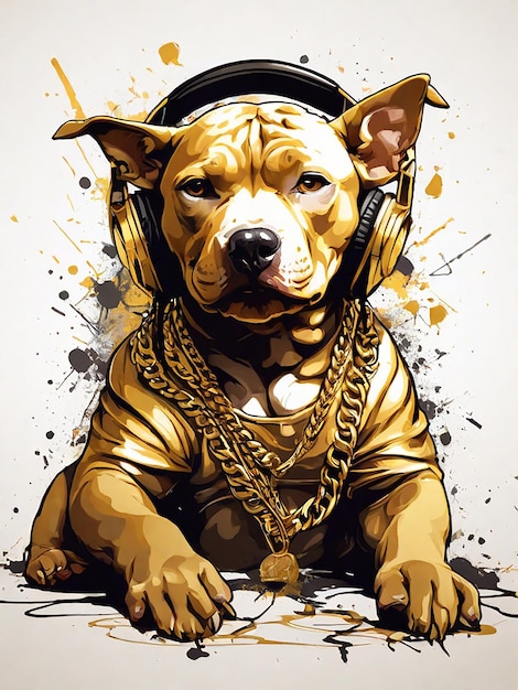 El estilo del perro Pitbull Golden Rapper