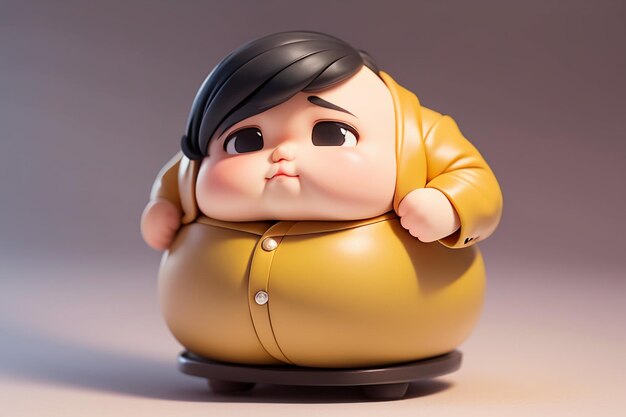 Foto estilo de personaje de dibujos animados de niño gordo estilo anime fondo de papel tapiz gordo modelo representación de personaje