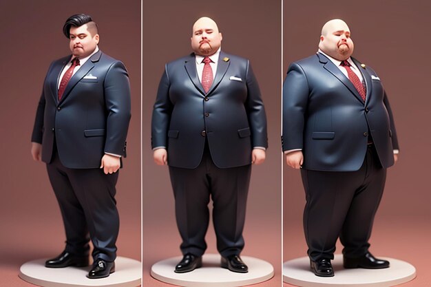 Foto estilo de personaje de dibujos animados de niño gordo estilo anime fondo de papel tapiz gordo modelo representación de personaje