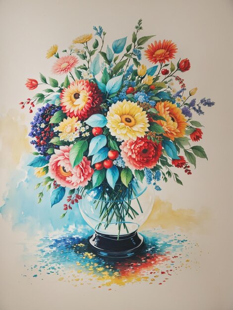 estilo de pintura al óleo pintura de flores ilustración 29