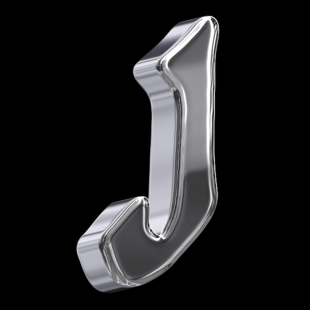El estilo plateado cromado 3D letra J