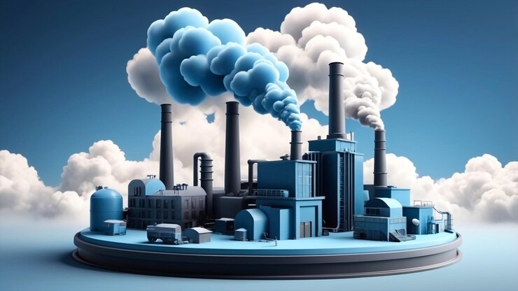 estilo pop-up para hacer que la fábrica y el humo parecen elevarse por encima del fondo