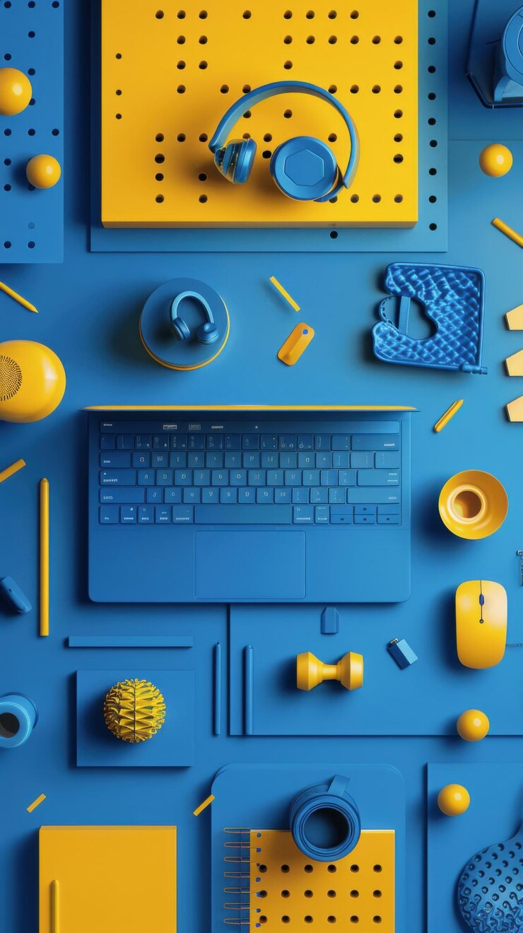 estilo realista escritorio portátil mecanismo de sitio web moderno mensaje de marketing publicidad copywri