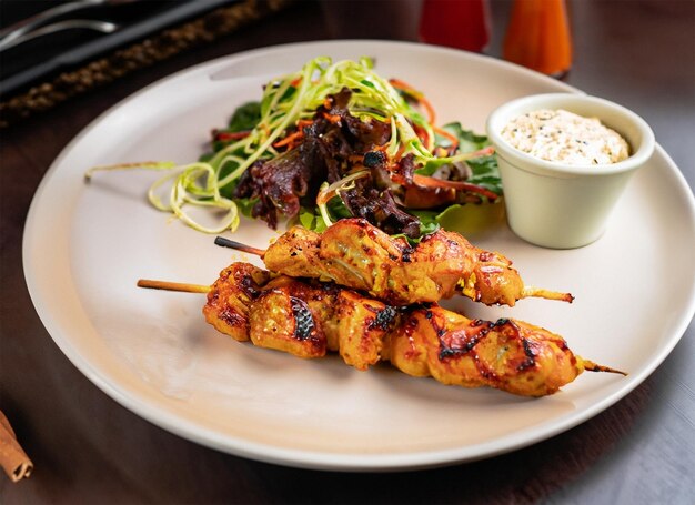 Estilo de restaurante de kebab de pollo generado por IA