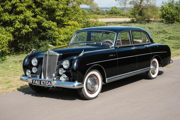 El estilo retro negro del siglo pasado coche vintage limusina viejo vehículo tradicional