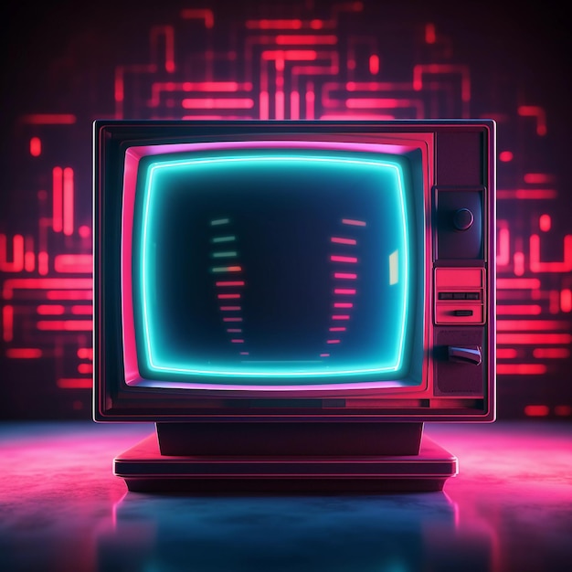 El estilo retro TV cyberpunk con colores de neón vívidos