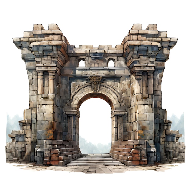 Estilo surreal de Bastion Gate com Arrowhead Design Consiste em um fortificado um projeto de ideia criativa