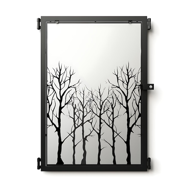 Foto estilo surrealista de puerta de ascensor vertical con diseño de silueta de árbol consiste en un diseño de idea creativa