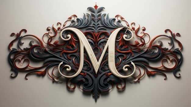 Foto estilo de tatuaje ambigram fondo blanco la letra m