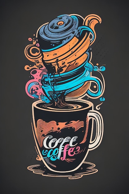 estilo de taza de café ai imagen para el diseño de camiseta