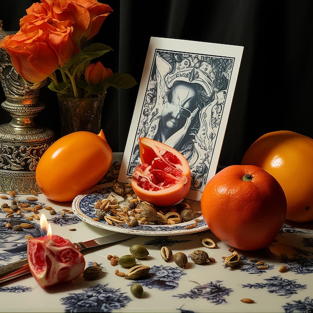 Foto estilo ticiano de la fotografía de comida de vanitas