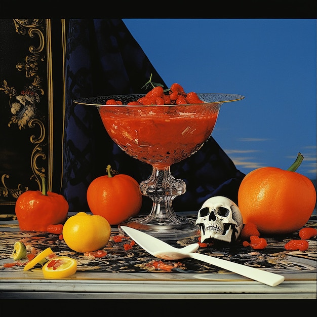 Foto estilo ticiano de la fotografía de comida de vanitas