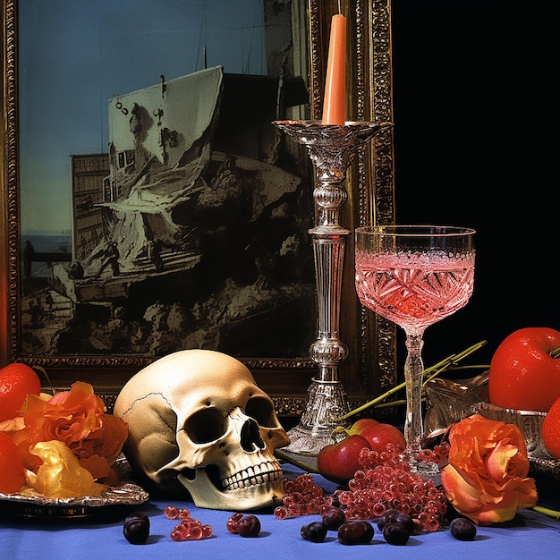 Foto estilo ticiano de la fotografía de comida de vanitas