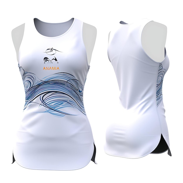 Estilo de traje de baño breve para niñas aislado de polo acuático de agua abierta con diseño de traje de natación L 3D en blanco