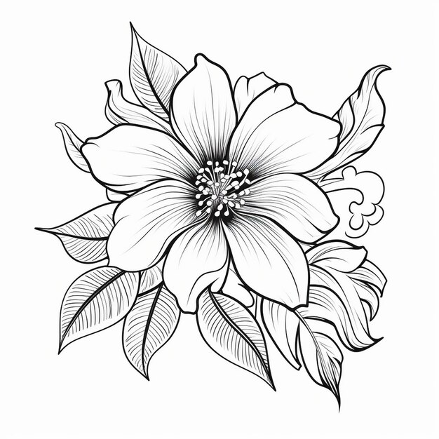 Estilo vectorial de diseño de flores en blanco y negro