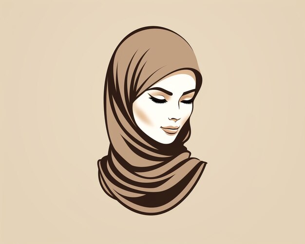 estilo vectorial de la línea del logotipo hijab