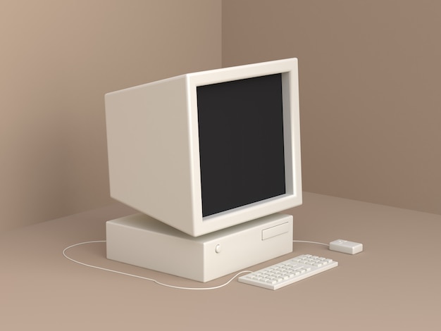 estilo velho branco dos desenhos animados do computador rendição 3d mínima marrom macia