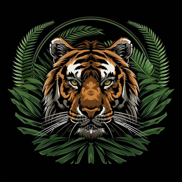 Estilo vetorial da arte do logotipo do tigre para impressão de camiseta