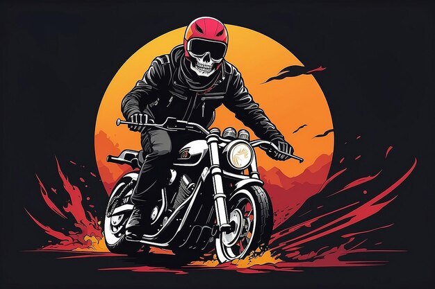 Estilo vetorial de ilustração de Skull Rider