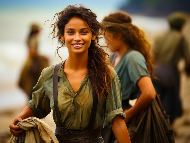 Estilo de vida emocional dama sonriente mujer feliz retrato de mujer divertida IA generativa