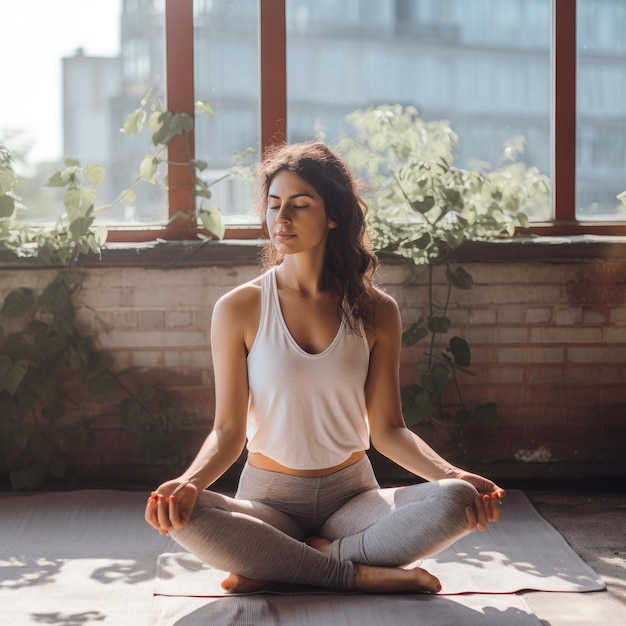 Estilo de vida fitness con una sesión de yoga.