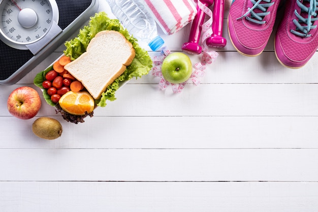 Estilo de vida saludable, comida y concepto deportivo.