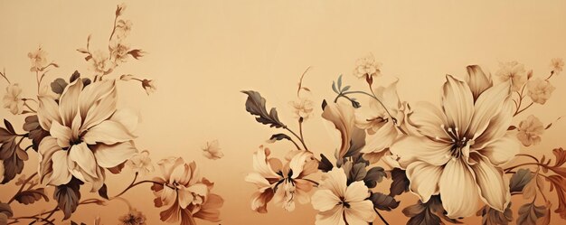 un estilo vintage Flores sobre un fondo beige