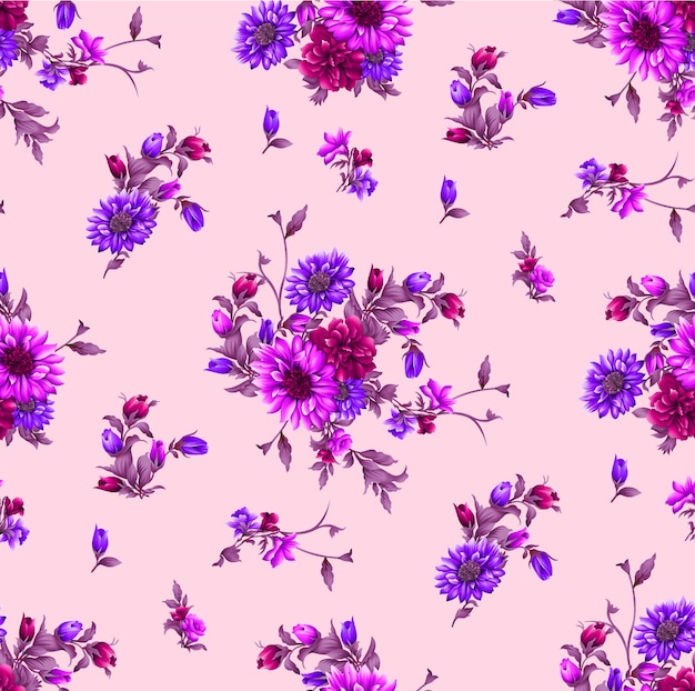 Estilo vintage patrón floral rojo en fondo rosa floral de primavera clásico floral delicado diseño de impresión sin costura